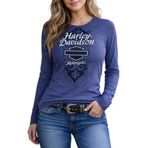 Harley Davidson Long Sleeve Purple T-shirt Size S